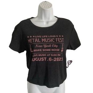 VIBE N' T-Shirt Vintage Vibes Junior Size L Shirt Black Metal Music Fest Tee NWT